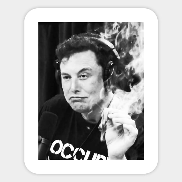 Elon smoking (B&W) Sticker by memestuff